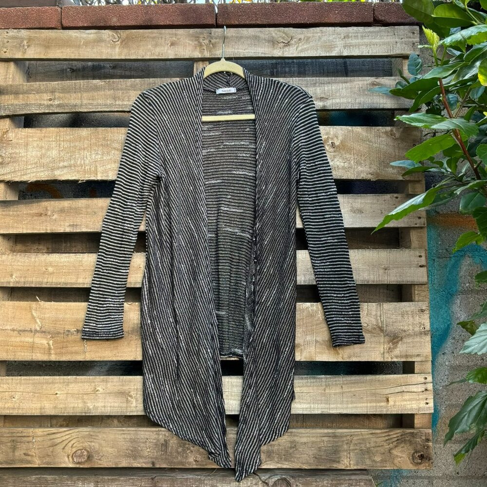Teenbell Striped Open-Front Drape Cardigan